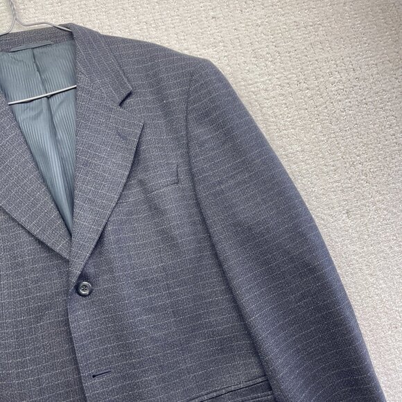 Bill Blass Sport Coat Mens 40R Dark Blue Microcheck Wool Tweed Blazer Formal - Picture 4 of 16